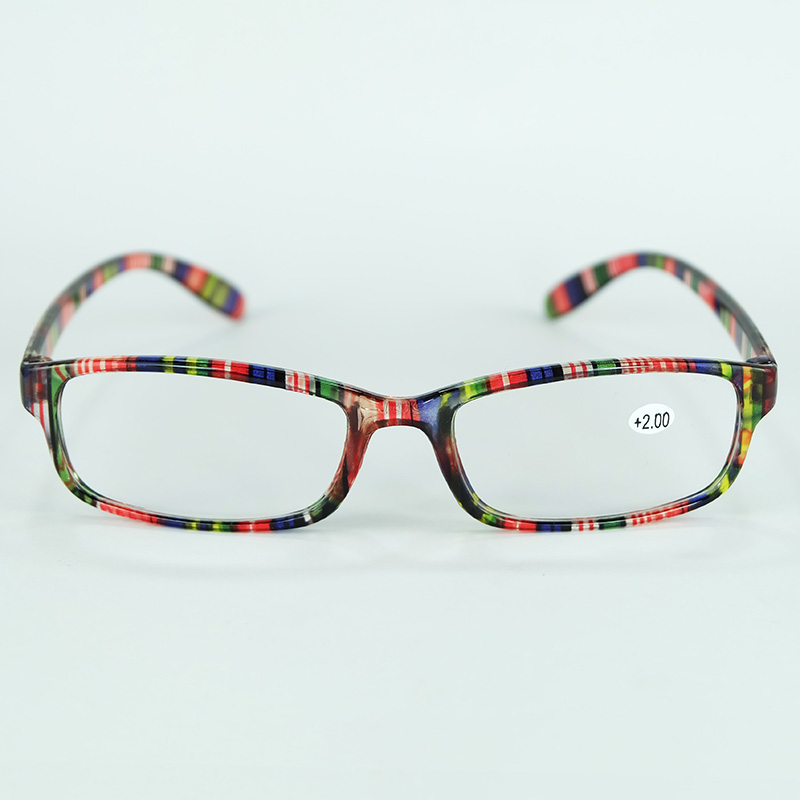 TheCheap Comfortable Reading Glasses Simple Colorful Stripe Plastic Frame With Power Lenses Hyperopia Eyeglasses 7 Colors Mixed Wholesale