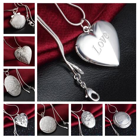Mix 15 styles 15pcs plating 925 silver plated heart and cross circular love heart Ellipse square pendant necklace photo Locket 
Mix 15 styles 15pcs plating 925 silver plated heart and cross circular love heart Ellipse square pendant necklace photo Locket