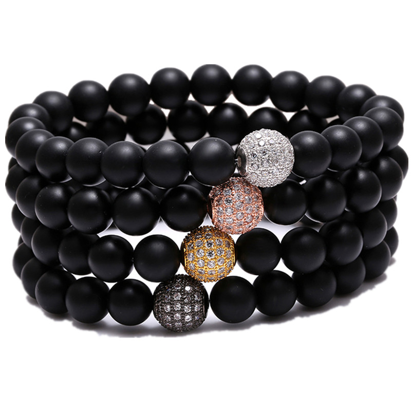 Men of the Tibetan Buddhist Yoga Lucky Buddha bracelet beads Strand Pave CZ Bracelets Matte Black Stone Gift Valentine's Day Holiday Christmas