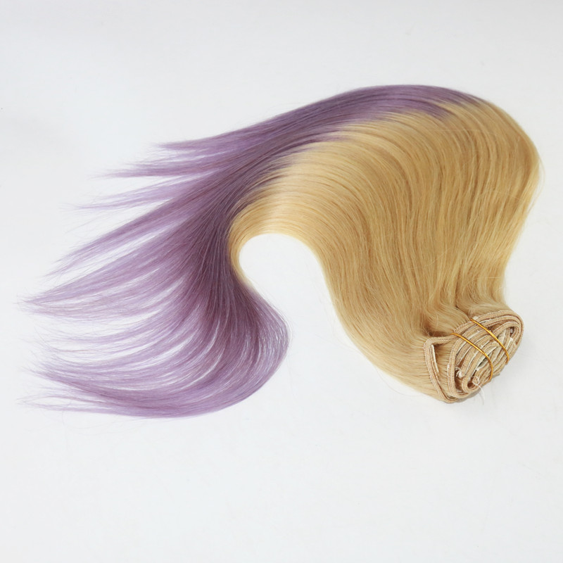 Ombre Color 613/Lavender Virgin Hair Straight Best Selling Top Grade Human Hair Clip In HairExtensions 100G Per Bundle