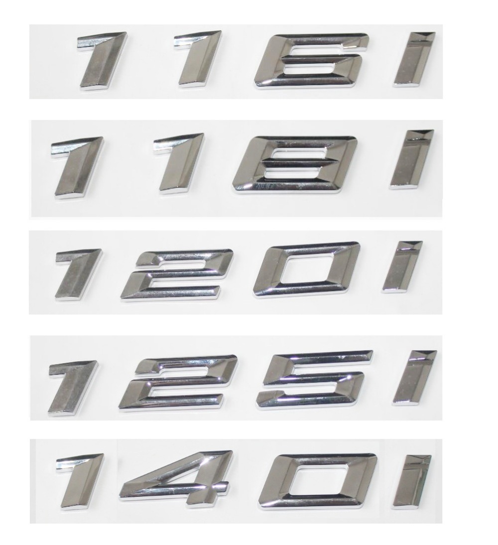 

3D Abs New Chrome Rear Trunk Letters Badge Badges Emblem Emblems Sticker for BMW 1 Series 116i 118i 120i 140i 125i 2016, Silver