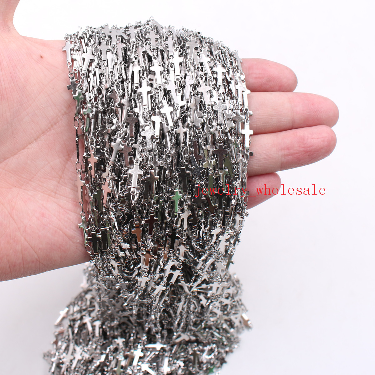 NEW on sale 5meter /lot wholesale Jewelry Finding Chain silver Stainless Steel Strong Cross chain marking Women Men Fashion Bling