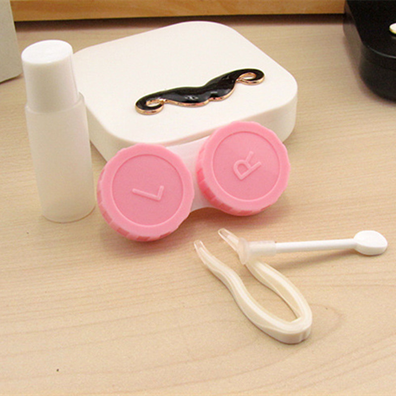 Lovers Cartoon Cute Beard Travel Glasses Contact Lenses Box Contact lens Case for Eyes Care Kit Holder Container Gift F2017420