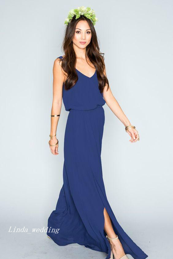 Long Cheap Summer Beach Bohemian Formal Bridesmaid Dress Mixed Style Chiffon Side Split Boho Maid of Honor Gown Plus Size Custom Made
