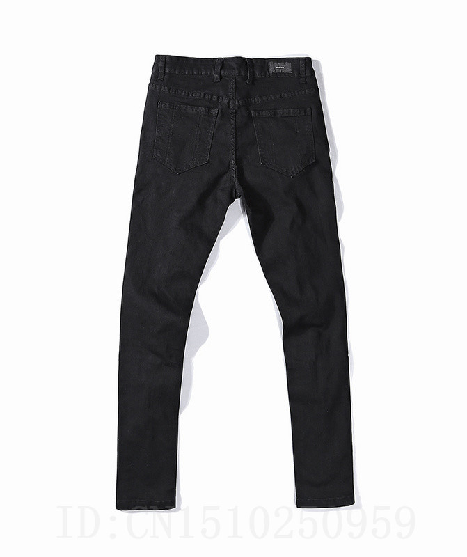 Wholesale-New hip hop youth fashion trends mens designer clothes 30-36 black stretch rockstar moto rock skinny distressed ripped jeans