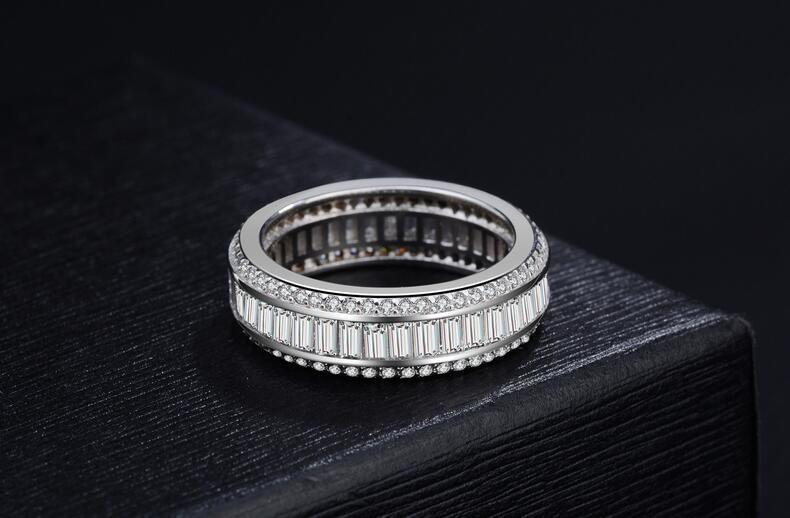 Sterg Sier 3 Rows White Topaz CZ Dia Wedding Band Ring for Women - Lover's Gift c96b