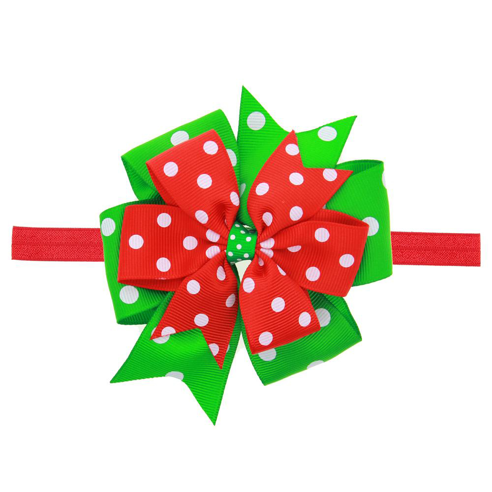 Baby Headbands Bow Girls Christmas Boutique Hair Accessories Kids Flower Elastic Headband Children Snowman Ribbon Bow Hairbands