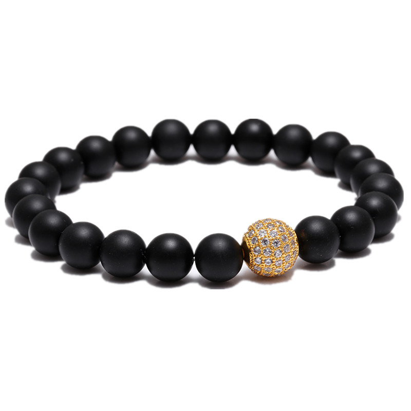 Men of the Tibetan Buddhist Yoga Lucky Buddha bracelet beads Strand Pave CZ Bracelets Matte Black Stone Gift Valentine's Day Holiday Christmas