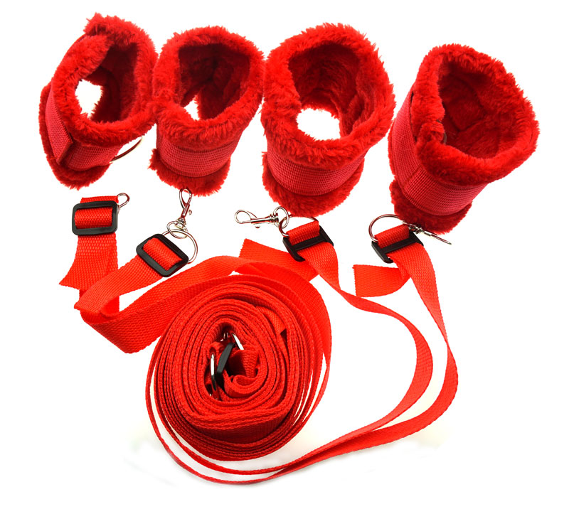 Sex Toys Tied Tease Under Bed Bondage Restraint Nylon Velvet Hand Cuffs &Ankle Cuffs Set Sex Products For Couples Erotic Toys 17418
