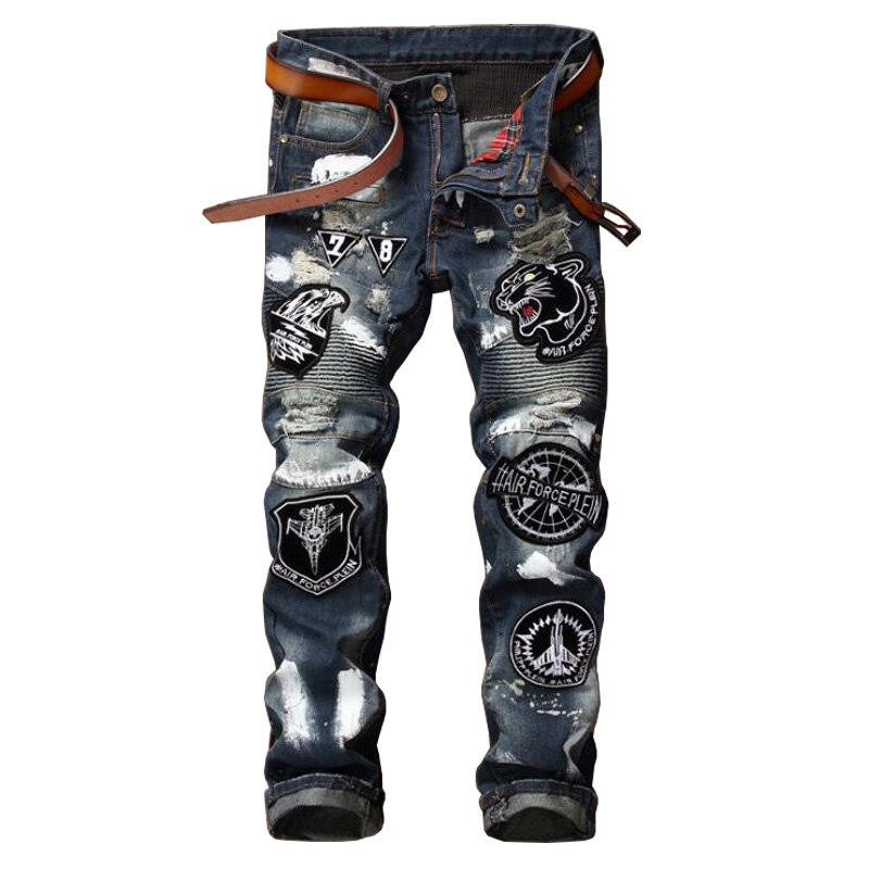 Men's Jeans Wholesale- ABOORUN 2022 Punk Mens Jeans Distressed Ripped Jeans with Patches Male Painted Jean P7027, As pic
Men's Jeans Wholesale- ABOORUN 2022 Punk Mens Jeans Distressed Ripped Jeans with Patches Male Painted Jean P7027, As pic