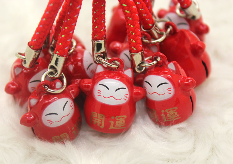 Wholesale New Universal 20pcs Popular Anime Cartoon Lucky Cat Cell Phone Metal Straps & Charms Cute Tinkle Bell creative gifts hot 027