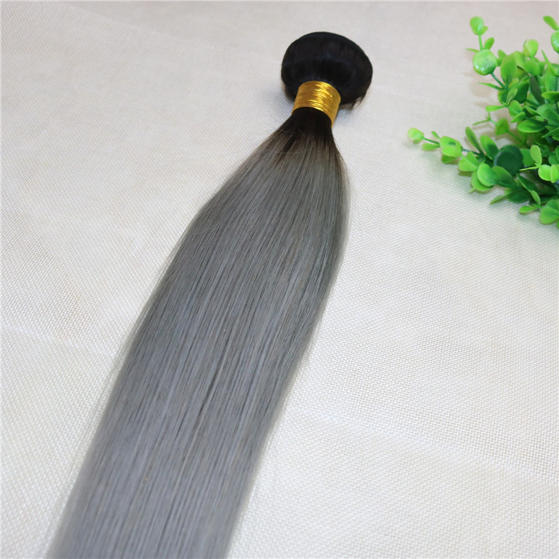 Ombre Grey Human Hair Weave Straight Brazilian Viegin Hair Bundles Two Tone Color Gray Hair Bundles Top Quality Best Seller