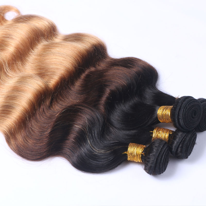 Dark Root Ombre Brown Strawberry Blonde Three Tone Colored Hair 1b 4 27 Color Blonde Human Hair Weft Bundles Ombre Hair Weaves