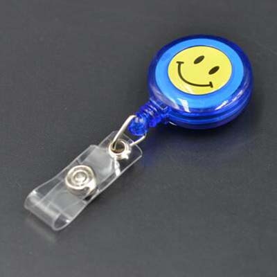 New Fashion 20 Pieces Retractable Reel Lanyard Smiling Face Card Badge Holder School Office Supplies Metal Clip Easy to Use Stationery