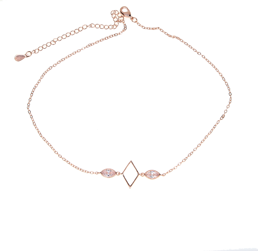 Delicate Chain Choker Necklace 337cm Cubic Zirconia Geometric Minimalist Jewelry | Rose Gold & Sier Plated