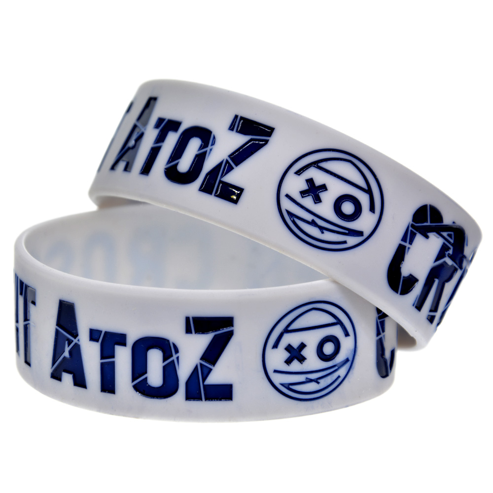 50PCS CrossFit A to Z Silicone Bracelet 1 Inch Wide Orange and Gray for Promotion Gift