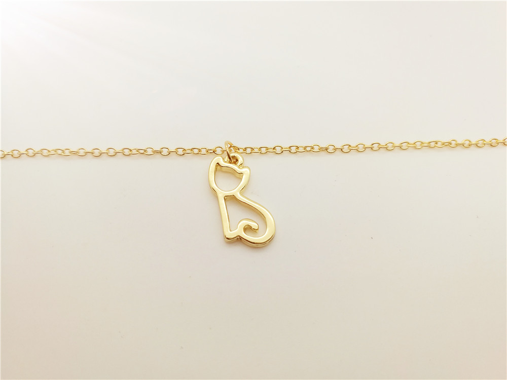 5PCS- B066 Cute Lovely Pussy Cat Bracelet Hollow Outline Lucky Pet Cat Bracelets Simple Animal Kitty Bracelets for Women