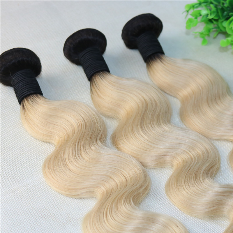 Ombre 1B 613 Bleached Blonde Hair Bundles Double Drown Body Wave Blonde Hair Weaves Brazilian Human Hair Wefts Dart Root Two Tone