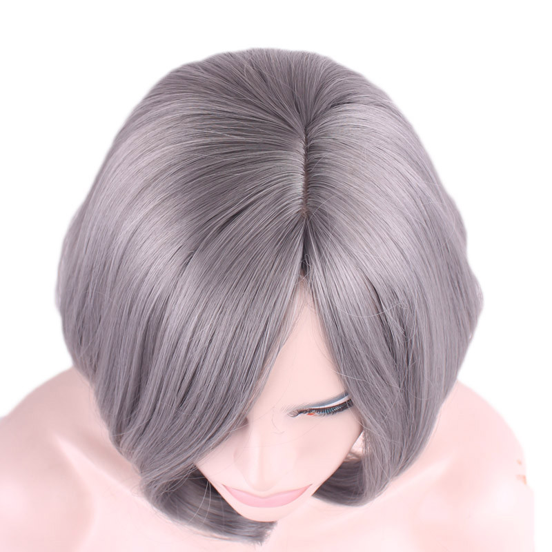 WoodFestival silver grey ombre wig short bob synthetic hair wigs heat resistant fiber wig cosplay women gray high quality