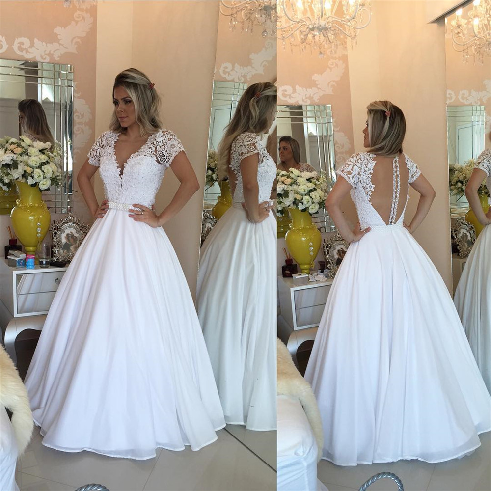 Elegant Short Sleeve Prom Dress A-Line Lace Appliques With Pearls Bow White Evening Gowns vestidos de noche tallas grandes, Dark navy
Elegant Short Sleeve Prom Dress A-Line Lace Appliques With Pearls Bow White Evening Gowns vestidos de noche tallas grandes, Dark navy