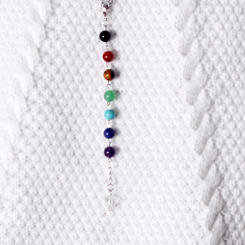 Hot 7 Chakra Stones Point Chakra Pendant Charm Pendant Ankh Yoga Jewelry Semi Precious Stone Fashion Chokers Necklaces For Women
