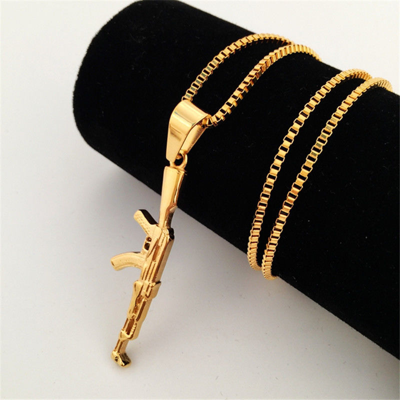 Hip Hop 18K Gold Plated Machine Gun Pendant Army Charm Bullet Necklace Stainless Steel 27inches(70cm) Long Box Chain Necklace Men's Cool Fas, Silver
Hip Hop 18K Gold Plated Machine Gun Pendant Army Charm Bullet Necklace Stainless Steel 27inches(70cm) Long Box Chain Necklace Men's Cool Fas, Silver