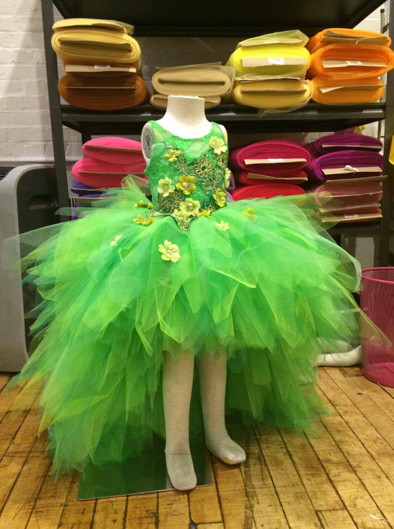 Fairy Green Flower Girl Dresses Lovely Girls Pageant Dress Jewel Lace Floral Appliques Hi-Lo Flower Girls Dress Puffy Tulle Birthday Dress