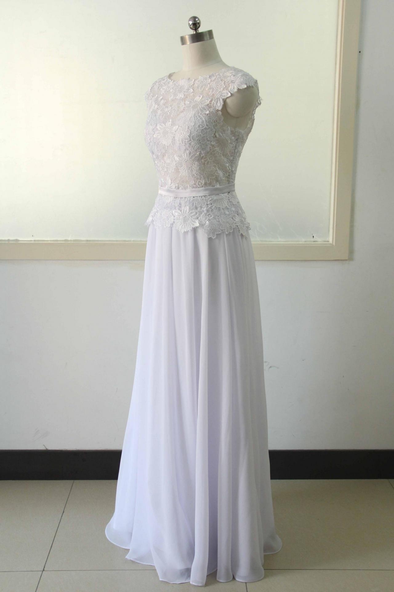 Cap Sleeve Chiffon Beach Wedding Dress Backless Floor Length White Bridal Gowns Real Photo Custom Wedding Guest Dresses