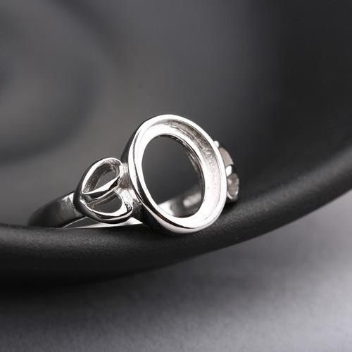 Fine Silver 925 Sterling Silver 8x10mm Oval Cabochon Semi Mount Women Engagement Ring