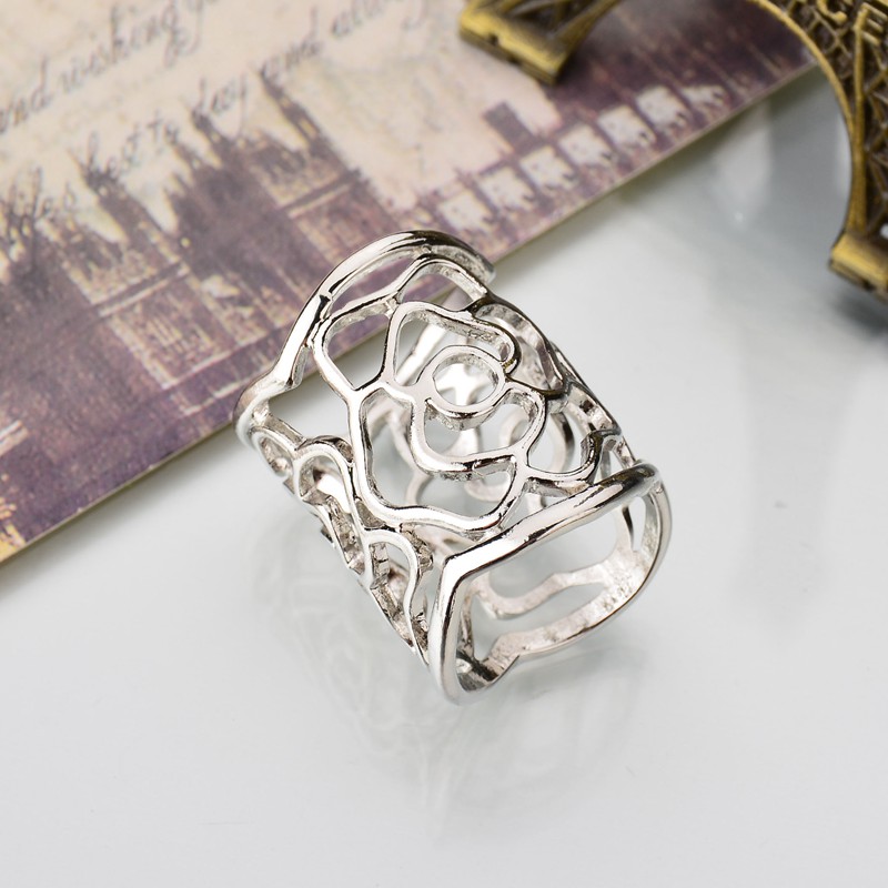 Wholesale- MissCyCy New Arrival Vintage Brooch Gold - Plated Scarf Clip Hollow Rose Flower Brooches For Women Gift