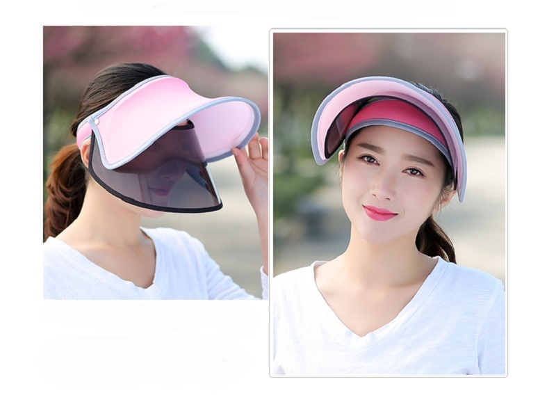 Summer Fashion Women Visor Empty Top Sun Hat Wide Large Brim Face Sunscreen Cap Beach Travel Hats Sun Protection Caps
