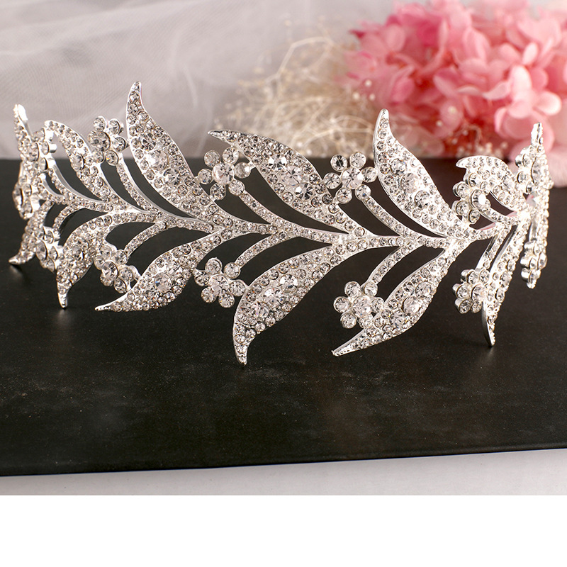INS Leaf Rhinestones Crowns For Wedding Bride For Bridal Hair Accessories Queen Girls Party Wedding Accessories Jewelry Crown Free Shipping