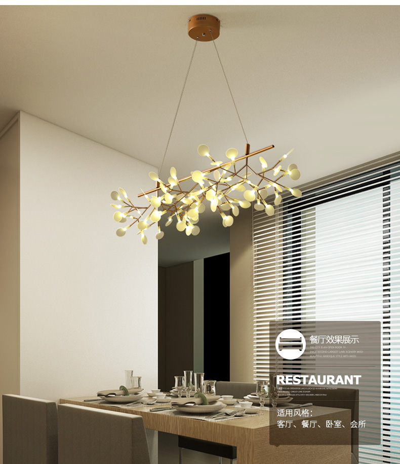 LED Modern Pendant Lamps Firefly Branch Hang chandeliers Lights Fixture Home Indoor Lighting European Romantic Dining Room Bedroom Hanging Droplight 1