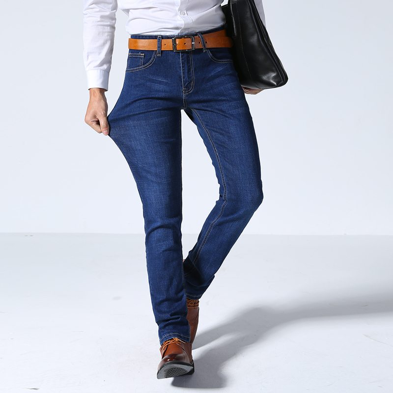 Mens Stretch Jeans Summer Lightweight Thin Denim Black Blue Slim Fit Dress Jeans1