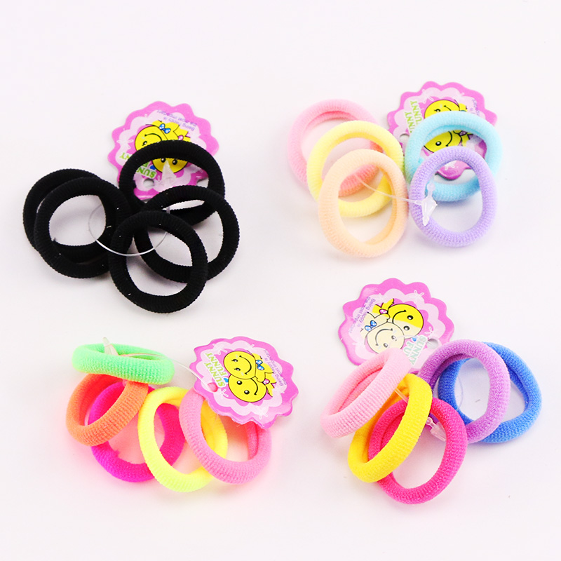 Wholesale- 5PCS/Lot New Kids Small Hair Ropes Candy Colors Elastic Hair Bands Rubber Bands Girls Ponytail Holder Hair Accessories Tie Gums