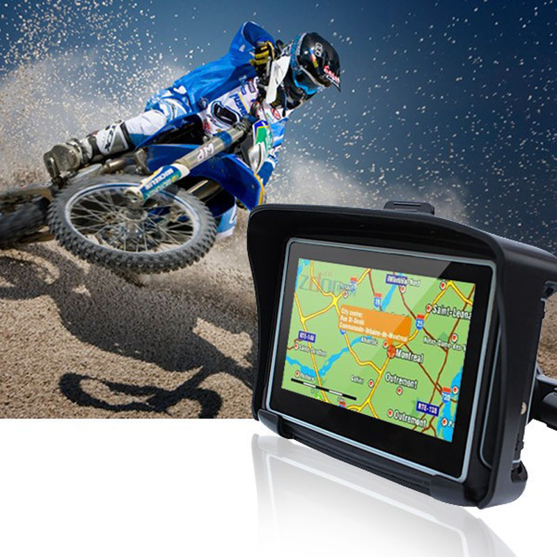 4.3 Inch Motorcycle GPS Navigation System IPX7 Waterproof Motor Navi Bulit in 8GB Maps SDRAM 256MB Support Bluetooth A2DP Headset