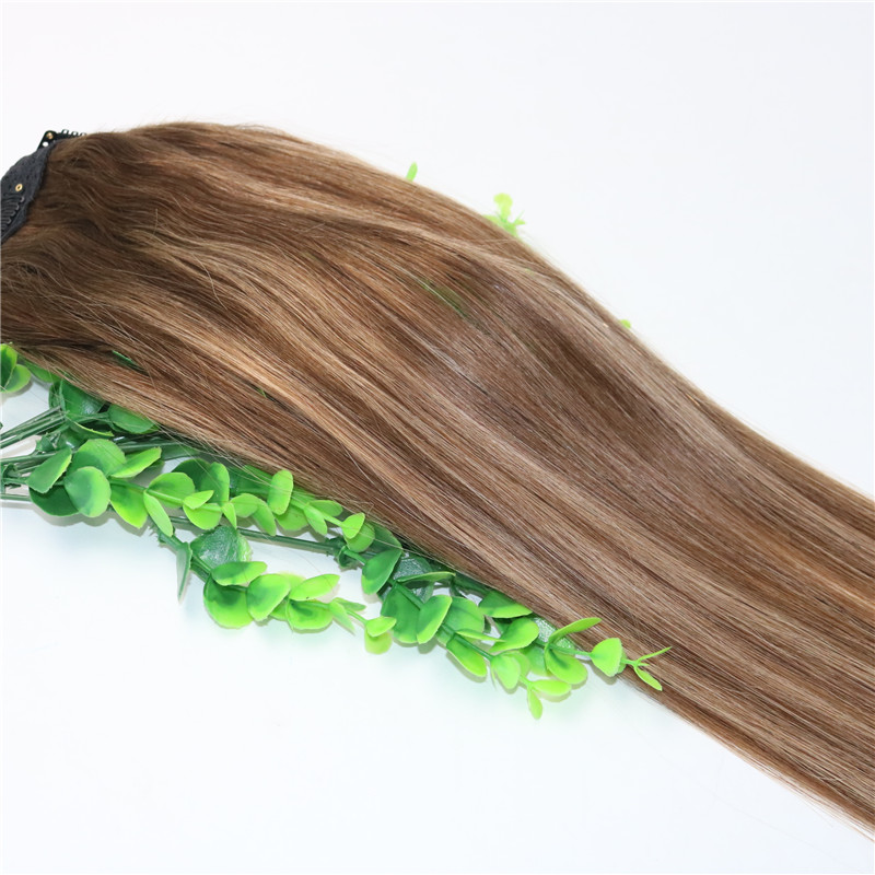 Ombre Strawberry Honey Blonde With Brown Highlights One Piece Clip In Human Hair Extensions 5Clips With Lace Per Piece Remy Human Hair