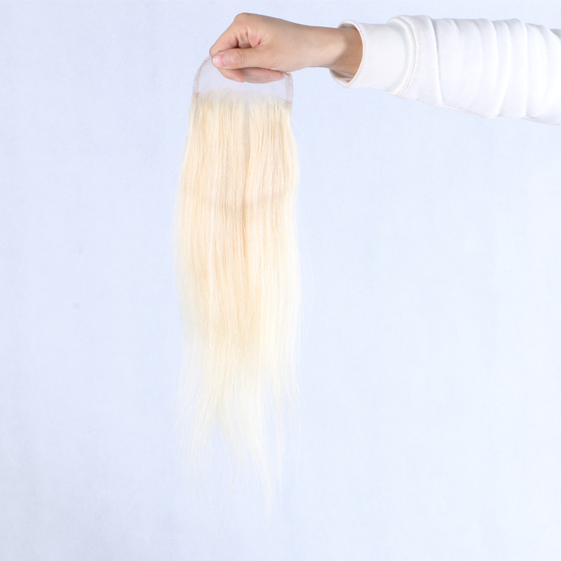 New Arrival Brazilian Human Hair Lace Closure Frontal 4x4 Hair Closure Straight Blonde 613 Color Blonde