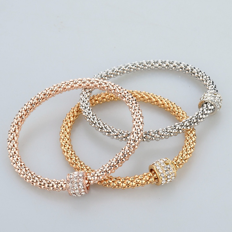 2017 Wedding Gold Plated Bracelets & Bangles Bracelet for Women Metal Chain Bracelet Fashion Jewelry 3pcs/lot