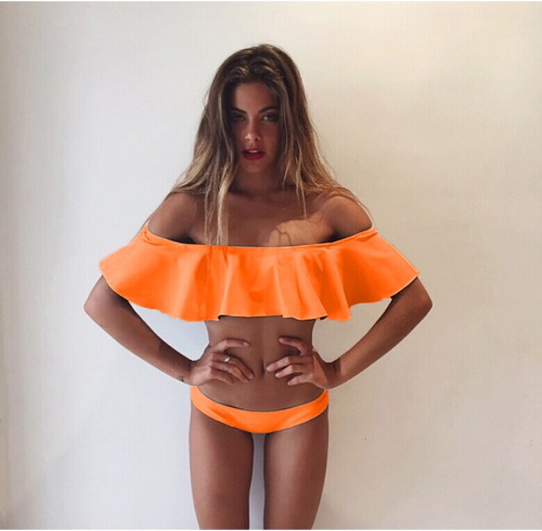 New Fashion Summer Women' Sexy Solid Summer Ruffle Bikini Set Slash Neck Swimwear Low Waist Bottom Swimsuit Beach Bathing Suits CC K4763, White
New Fashion Summer Women' Sexy Solid Summer Ruffle Bikini Set Slash Neck Swimwear Low Waist Bottom Swimsuit Beach Bathing Suits CC K4763, White