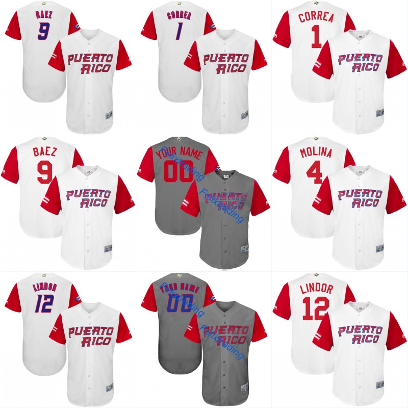 2017 Puerto Rico World Baseball Classic WBC Jersey 1 Carlos Correa 4 Yadier Molina 9 Javier Baez 15 Carlos Beltr 12 FLindor Baseball Jerseys, White 2 such as
2017 Puerto Rico World Baseball Classic WBC Jersey 1 Carlos Correa 4 Yadier Molina 9 Javier Baez 15 Carlos Beltr 12 FLindor Baseball Jerseys, White 2 such as