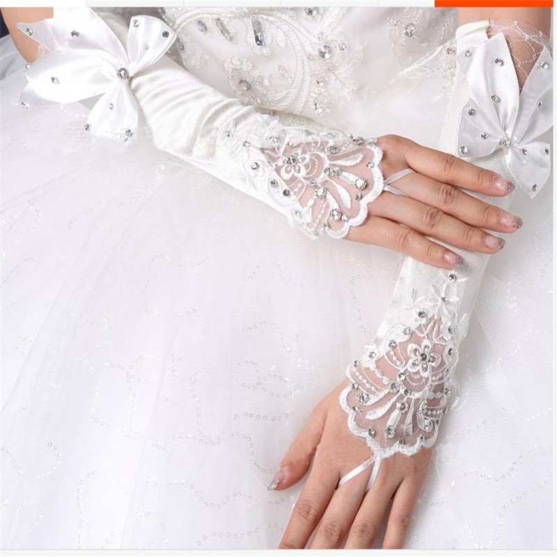 Brand New Bridal Gloves Fingerless Wedding Gloves with Bow for Wedding Dress Elegant White/Ivory Princess Wedding Accessories