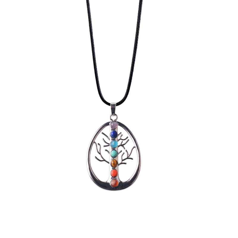 4 Color New Arrival Flower Of Life Pendant 7 Chakra Stone Yoga Symbol Reiki Health Amulet Natural Stone Necklace Pendant
