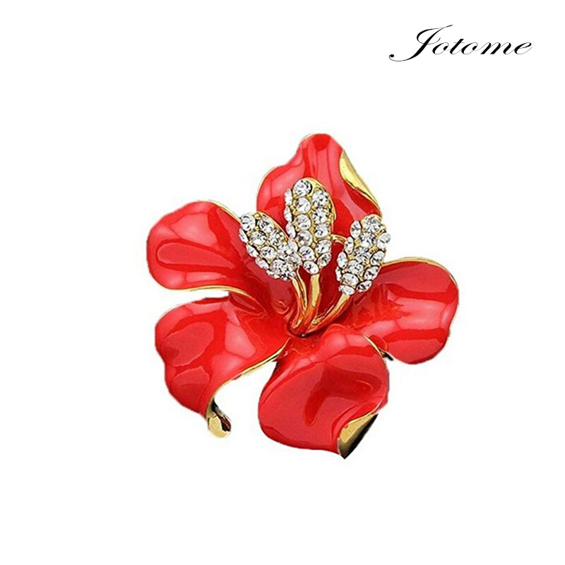 100pcs lot free bridal wedding jewelry lily rose hibiscus flower brooch crystal rhinestone pins gift