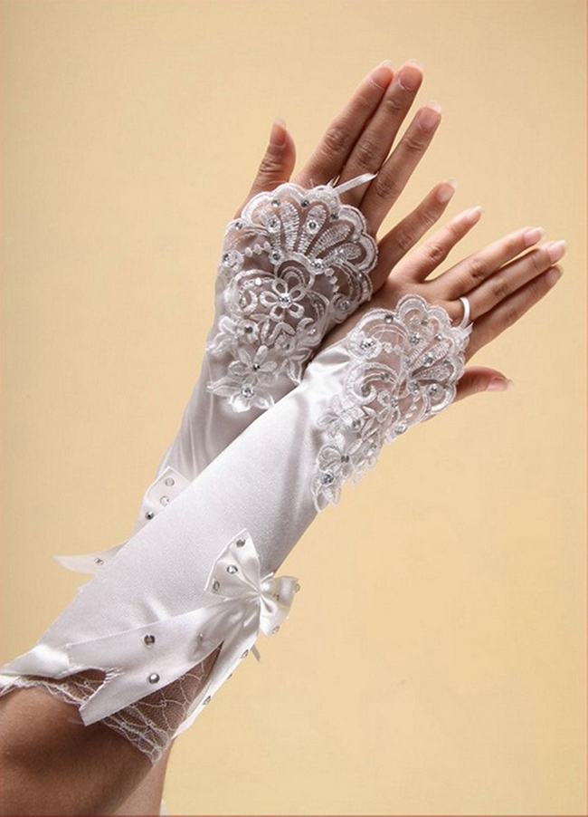 Brand New Bridal Gloves Fingerless Wedding Gloves with Bow for Wedding Dress Elegant White/Ivory Princess Wedding Accessories