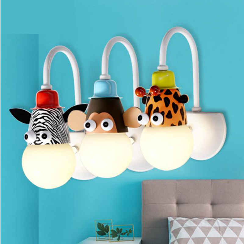 Children's creative cartoon wall lamp boy bedroom bedside lamps wall light room girl child care center kindergarten children lighting
