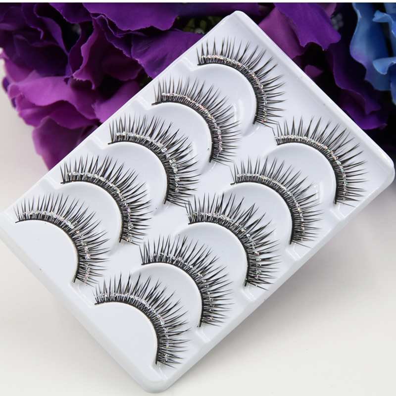 Hot!!! Natural False Eyelashes Bare Silver Sequins Glitter Makeup False Eyelashes Stage Makeup Bridal Makeup Thick False Eyelashes