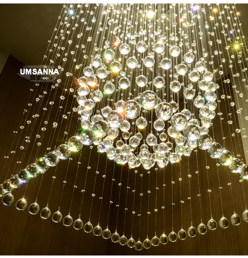 LED Modern Crystal Chandeliers Square K9 Crystal Chandelier Lights Fixture Home Indoor Lighting Hotel Hall Lobby Stair Long Hanging Lamps