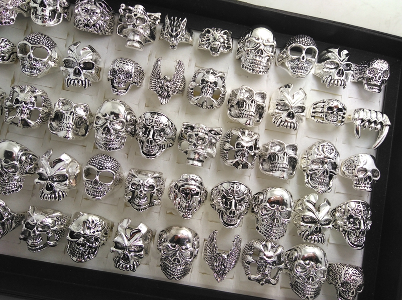 Skull Skeleton Gothic Biker Rings Men's Rock Punk Ring Party Favor Top Styles Mix Wholesale Fashoin Cool Jewelry lots HOT