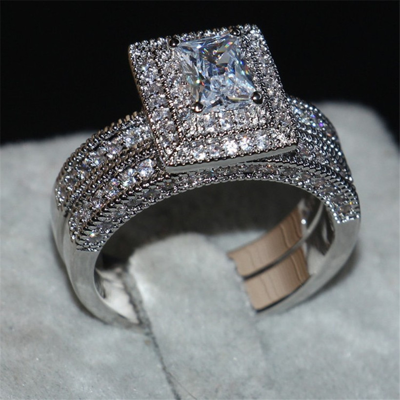 Retro silod 14KT white gold filled Engagement Wedding Bride ring Jewelry 2-in-1 Luxury 145pcs cz 2ct Square Diamond RING set Size 5-10
Retro silod 14KT white gold filled Engagement Wedding Bride ring Jewelry 2-in-1 Luxury 145pcs cz 2ct Square Diamond RING set Size 5-10